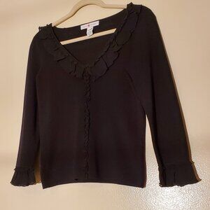 Real Clothes Black Silk Knitted Women Blouse. Size P/6